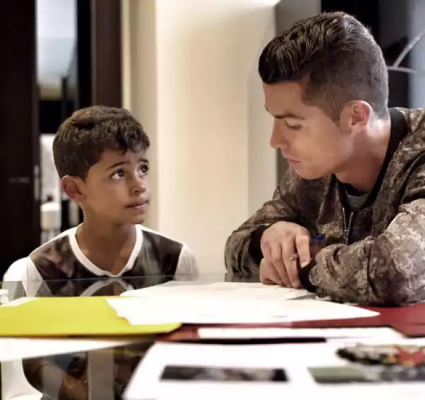 Adorable Photo of C. Ronaldo Helping Out His Son With His Homework